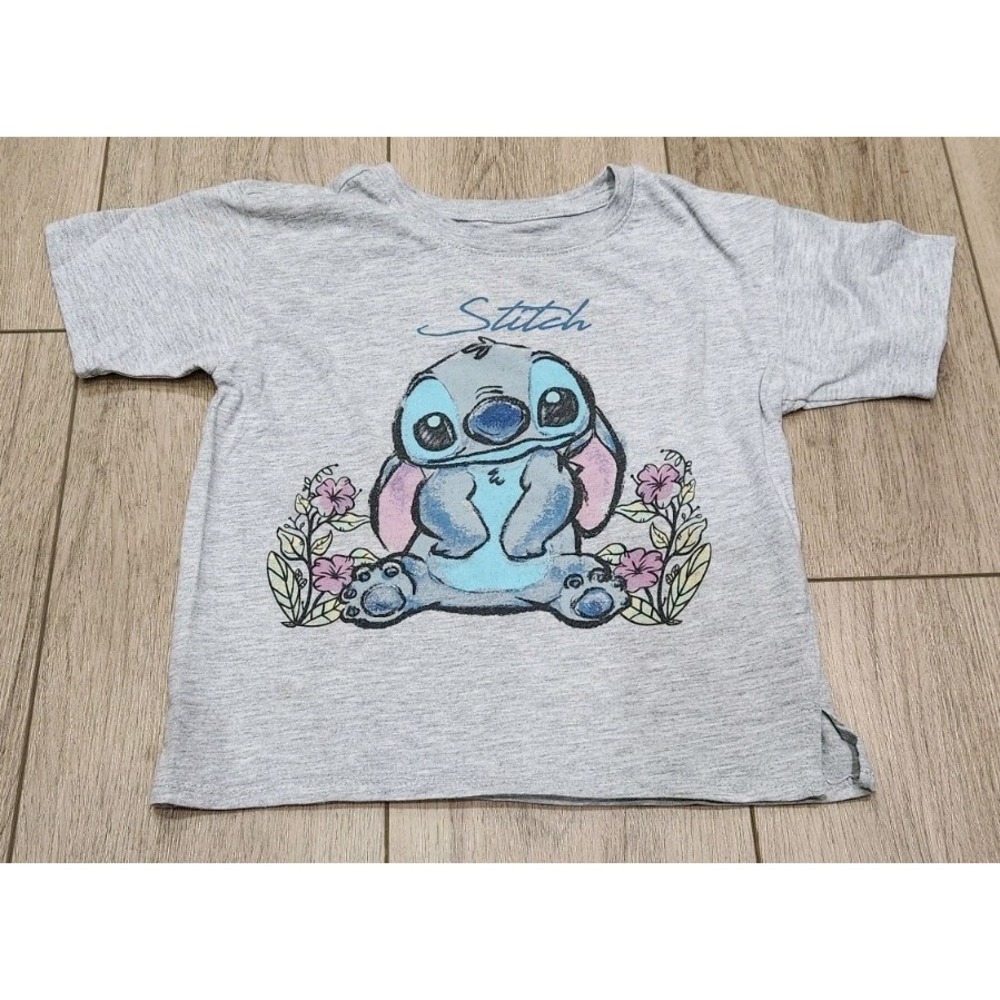 Disney Stitch Girl's Size XS‎ 4/5 Gray Graphic Tee shirt